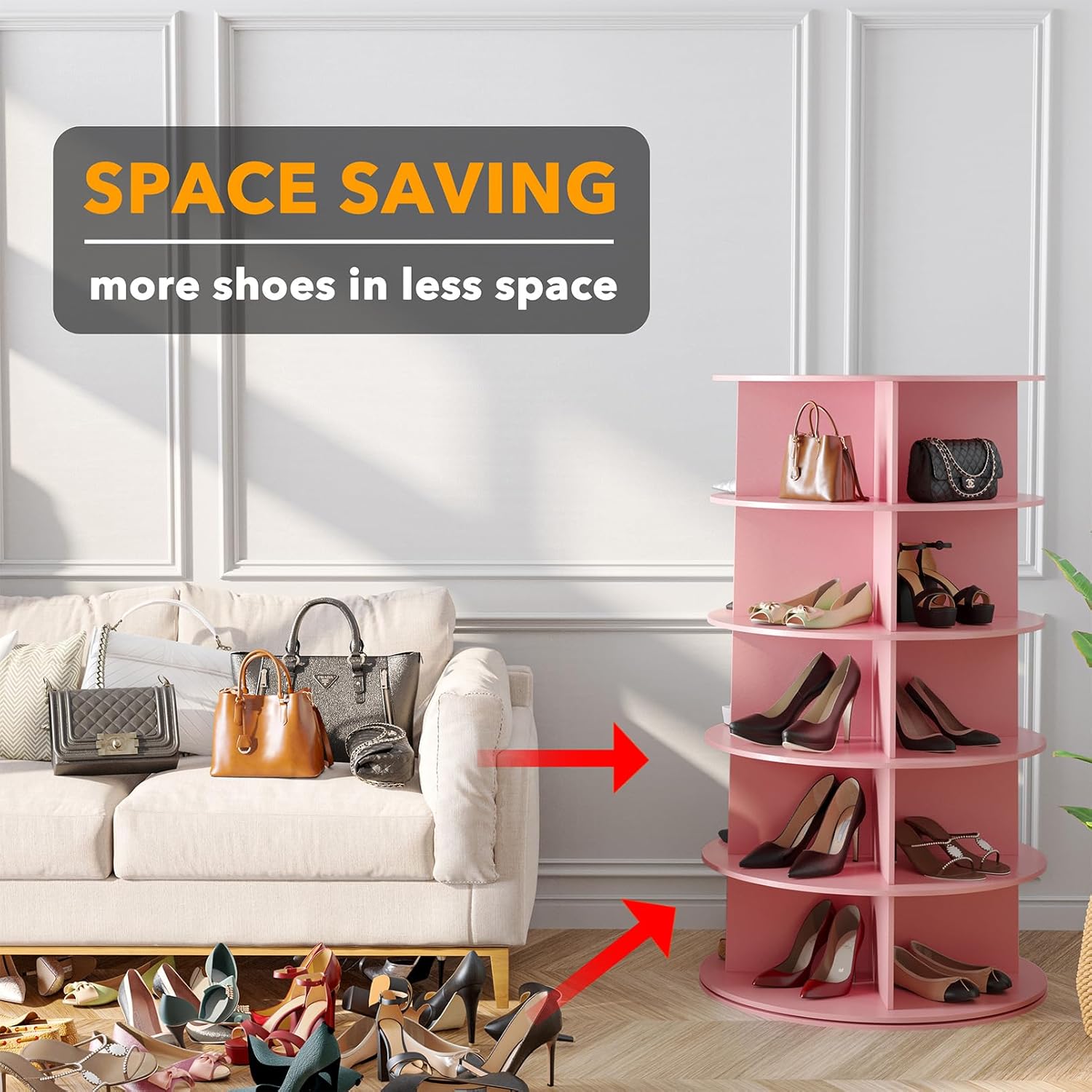 SpaceAid 5 Tier Rotating Shoe Rack Tower