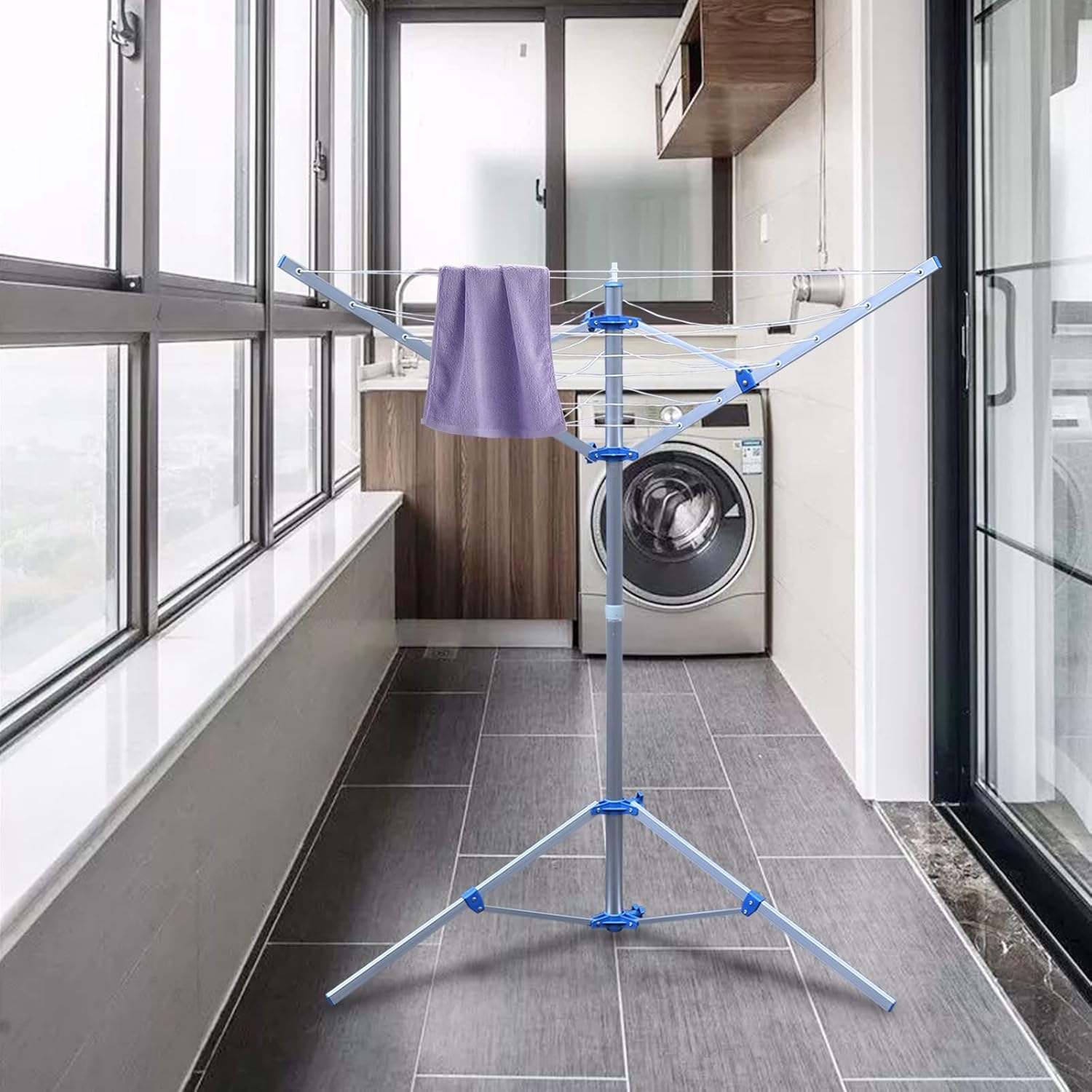 Rotary Clothes Drying Rack 60 Inch 3 Arms Metal