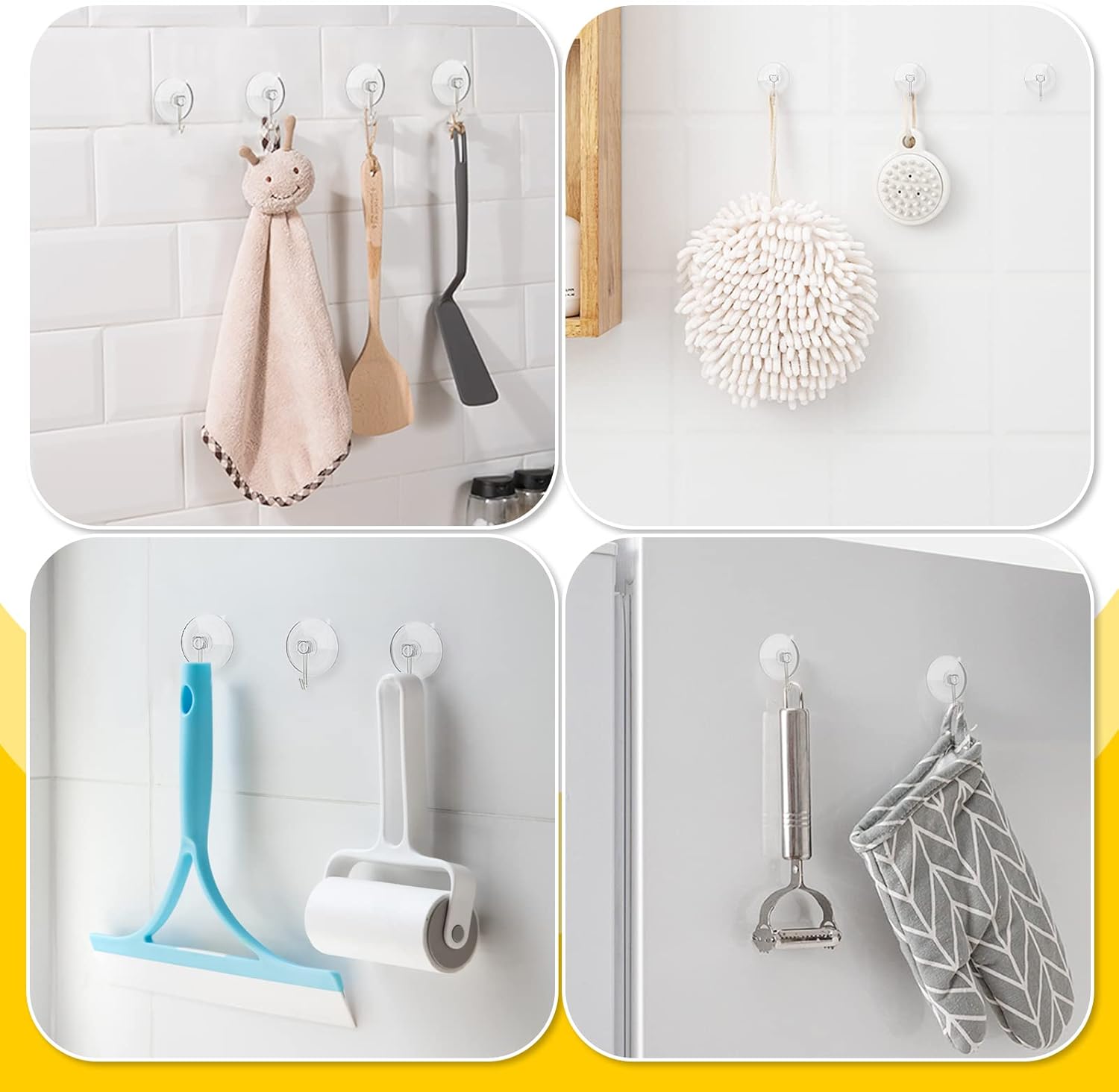 HangerSpace Suction Cup Hooks 8 Pack 25 Inch Clear PVC with Metal Hooks