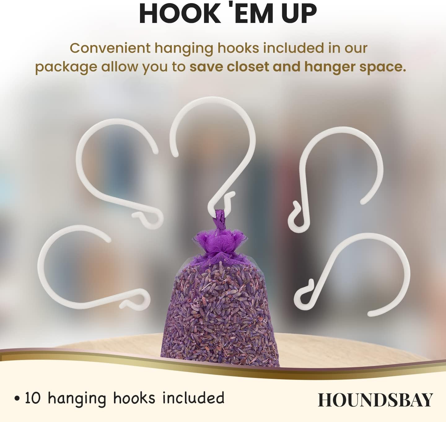10 Lavender Sachet Bags with Hanger Hooks