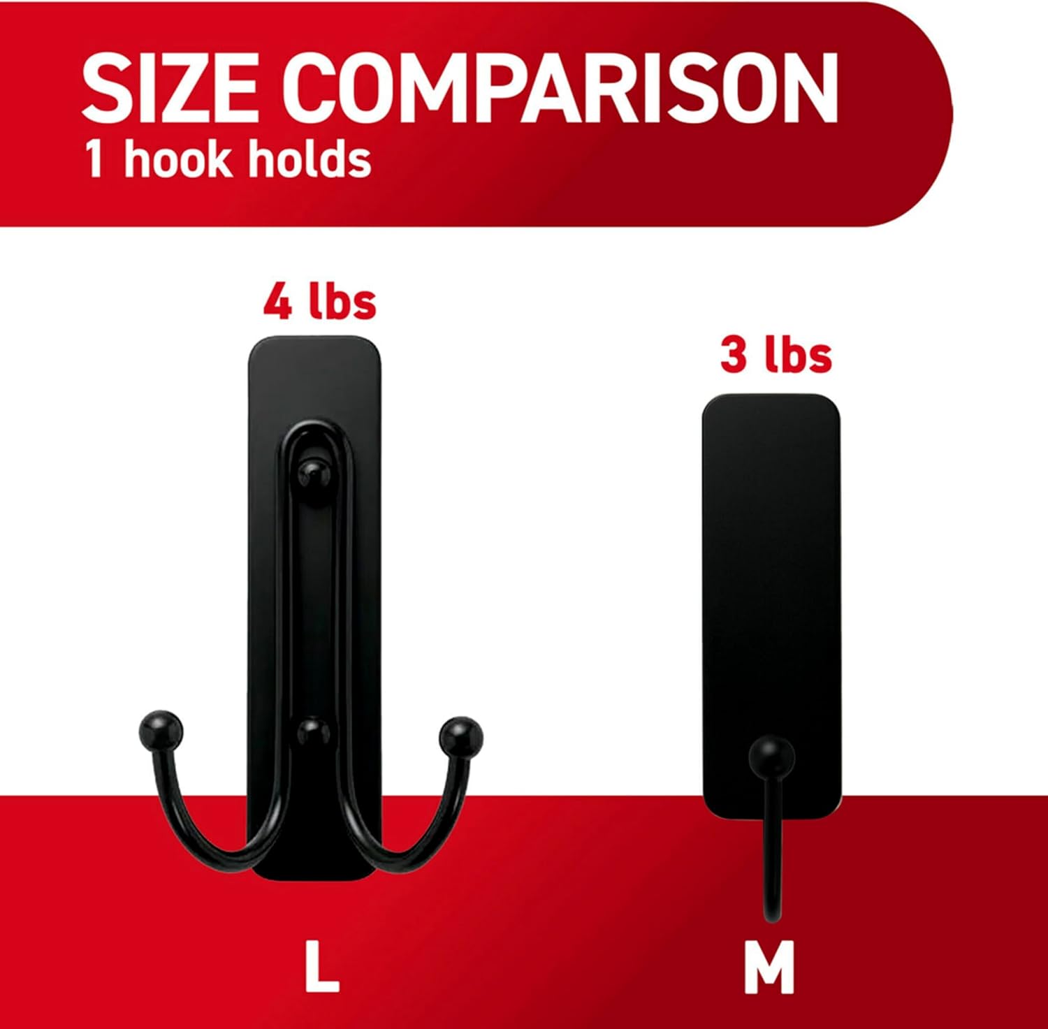 Command Medium Matte Black Wall Hooks 2 Hooks 4 Strips