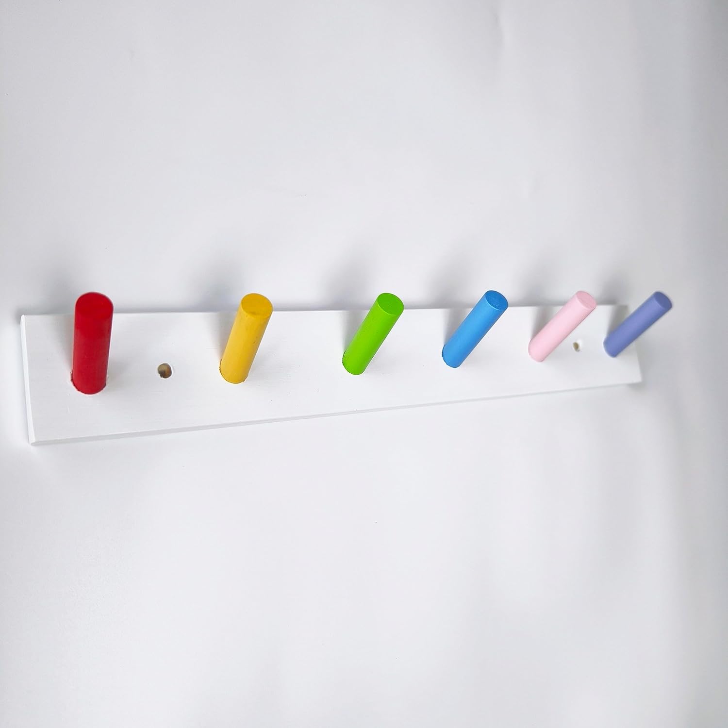 AMAPON Wood Coat Rack with 6 Hooks Rainbow Design