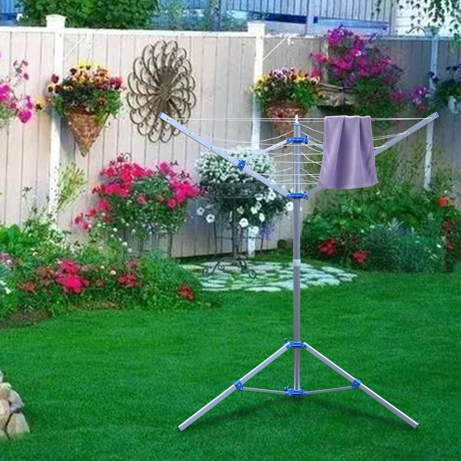 Oiveinya Adjustable Folding Clothesline Rack for Indoor and Outdoor Use
