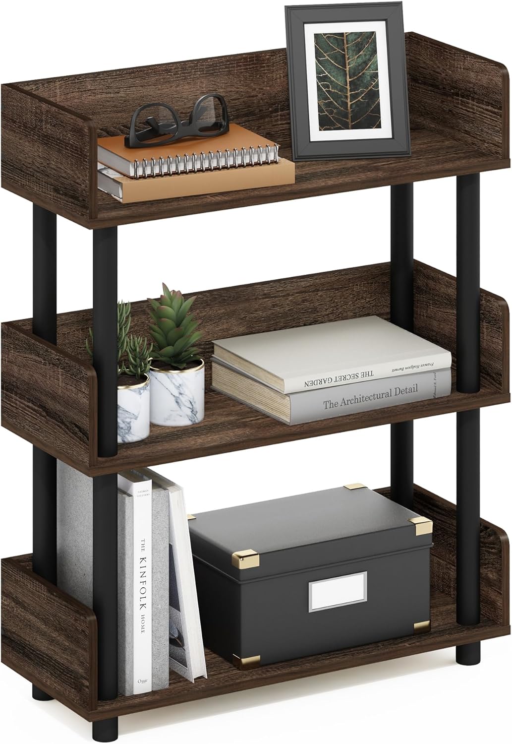 Furinno 3-Tier Display Rack with Back and Side Panel