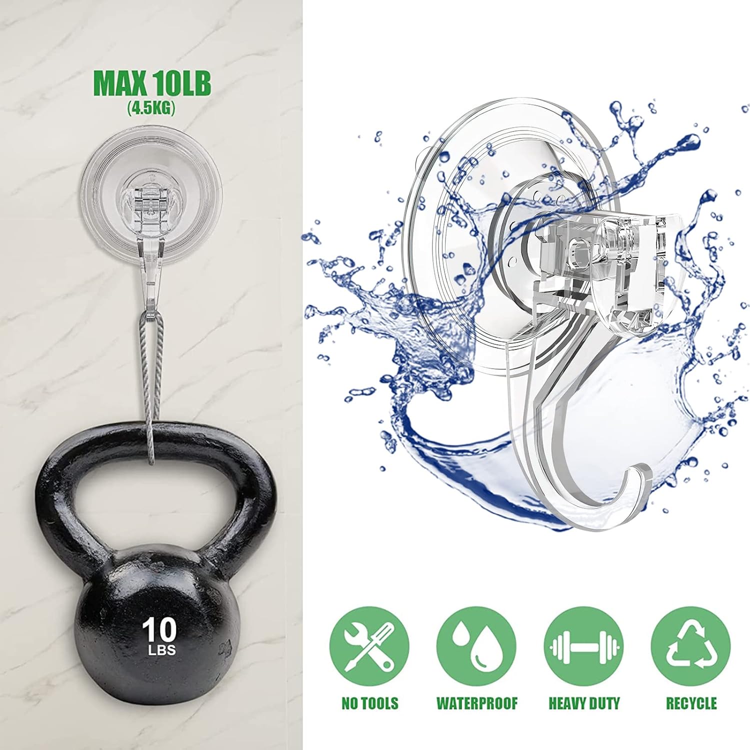 EAMOMORK Heavy Duty Suction Cup Hooks 4 Pack