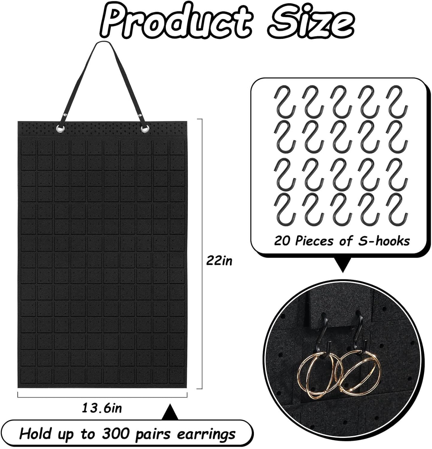 Caffox Wall Earring Holder with 20 Extra Hooks
