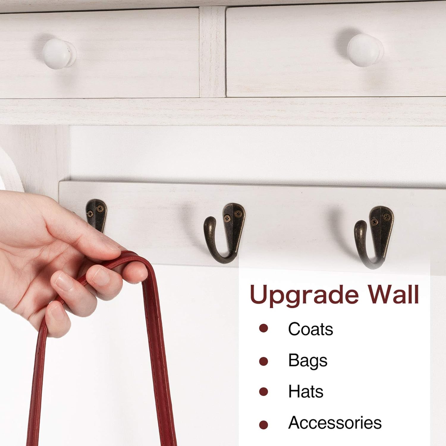 Emfogo Rustic Wood Coat Hooks Wall Mount Shelf