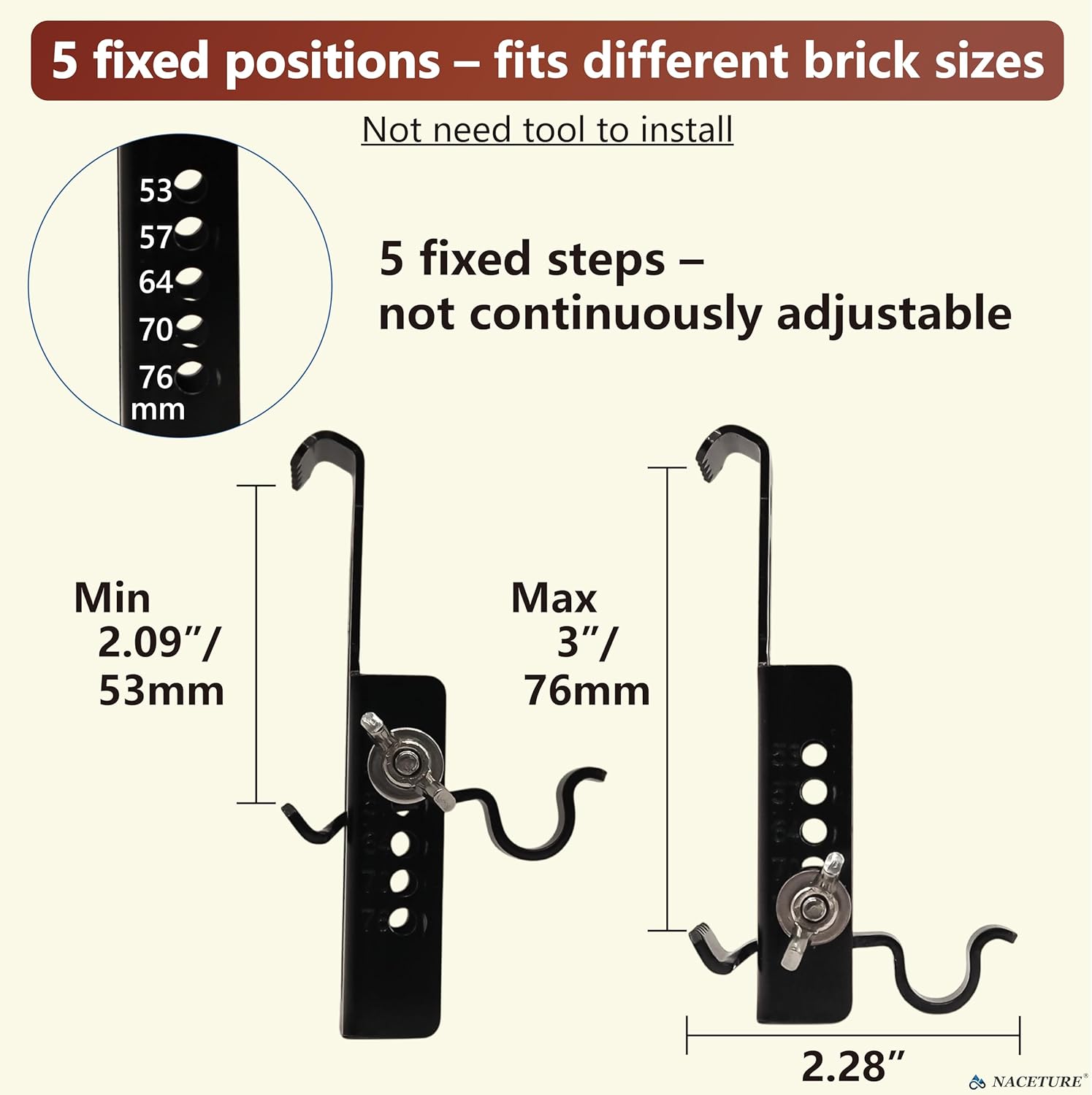 NACETURE Adjustable Brick Wall Clips 4 Pack