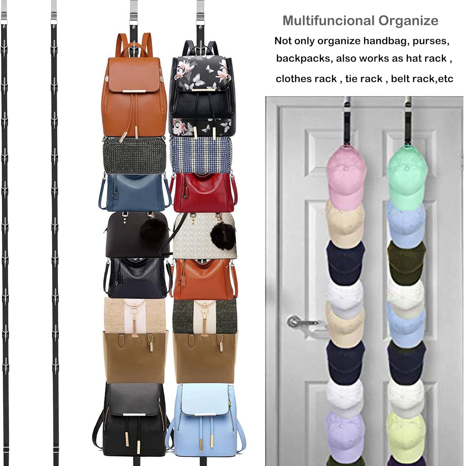 IZUS 20 Hook Bag Organizer Holder for Closet and Door 2Pcs