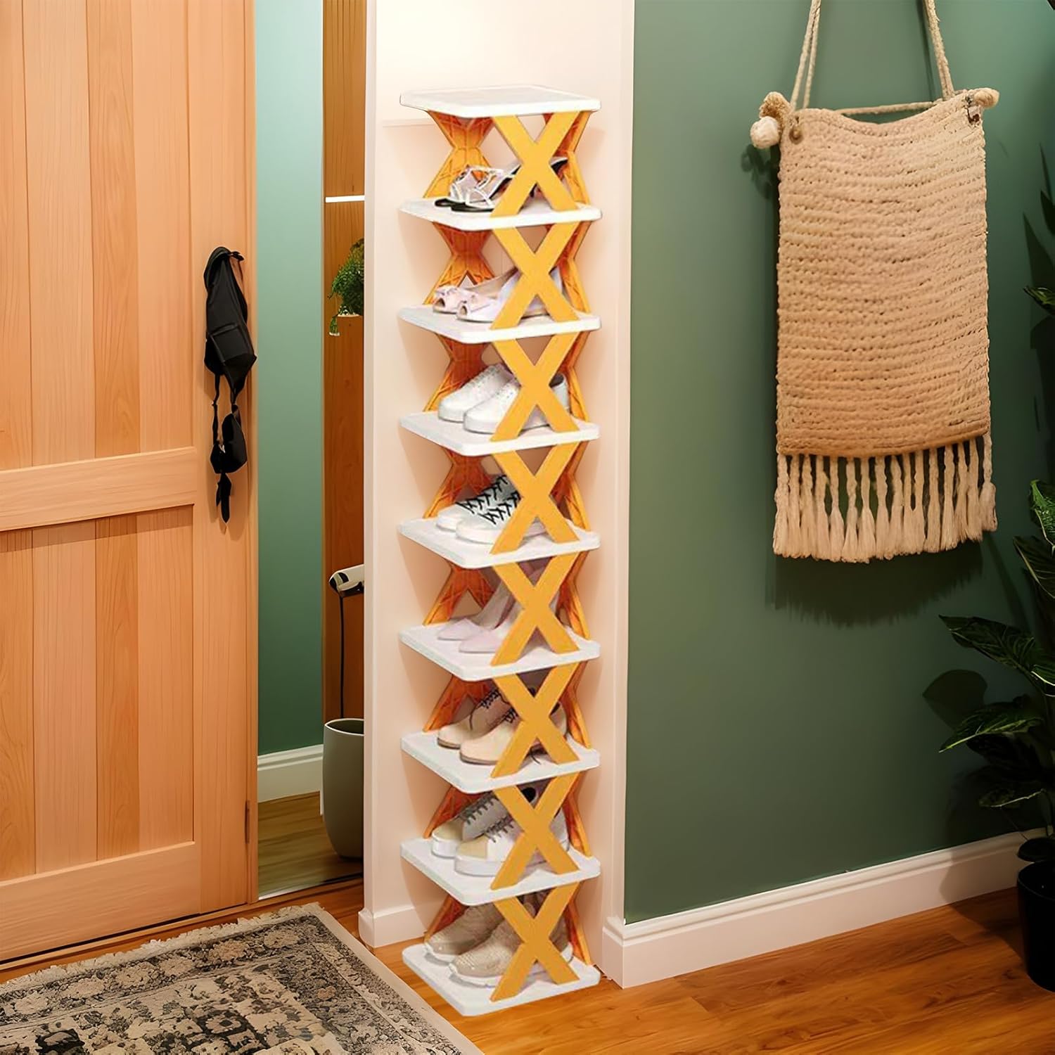 Tall Narrow Shoe Rack for Corner Storage