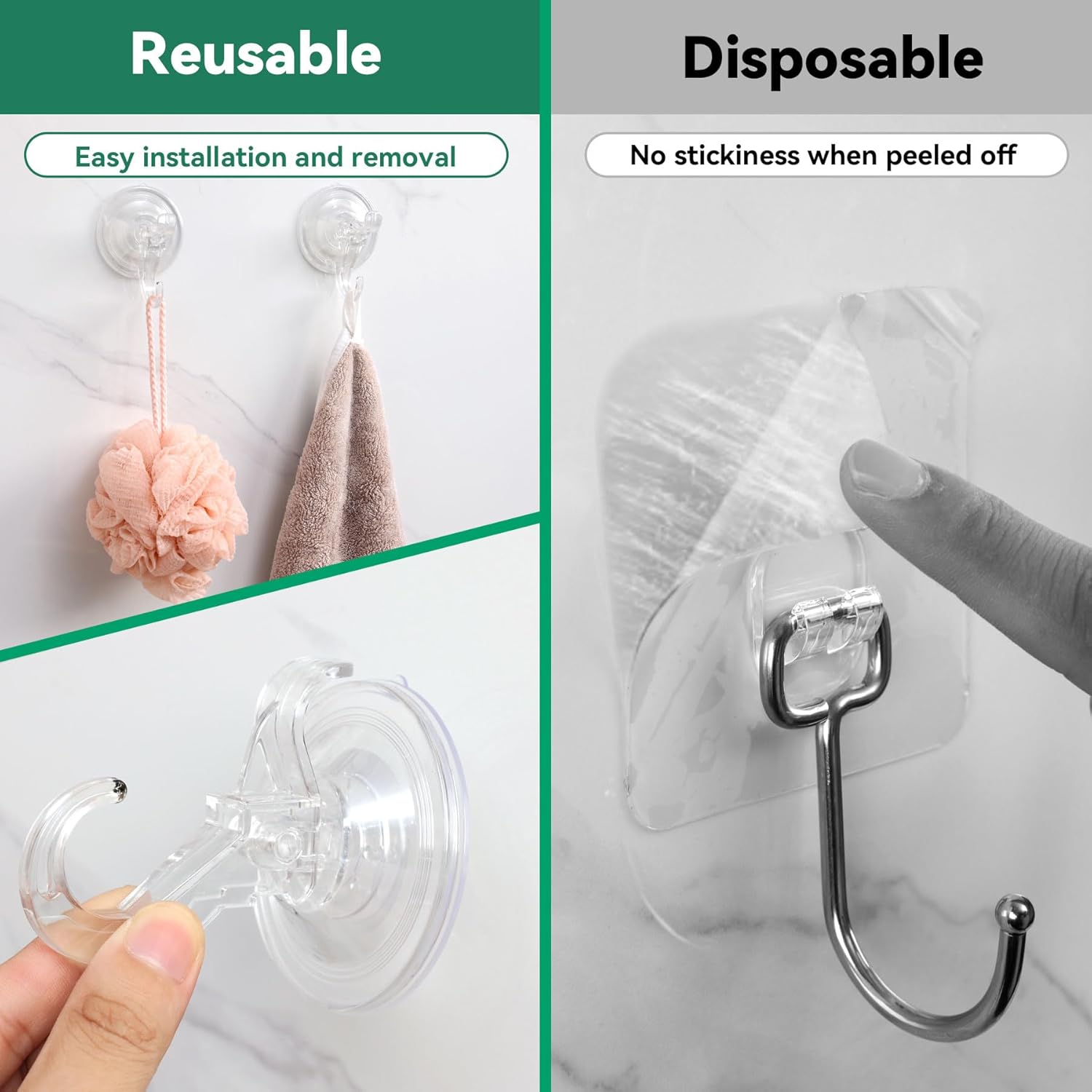 Goabroa 3 Pack Heavy Duty Suction Cup Hooks for Shower and Glass