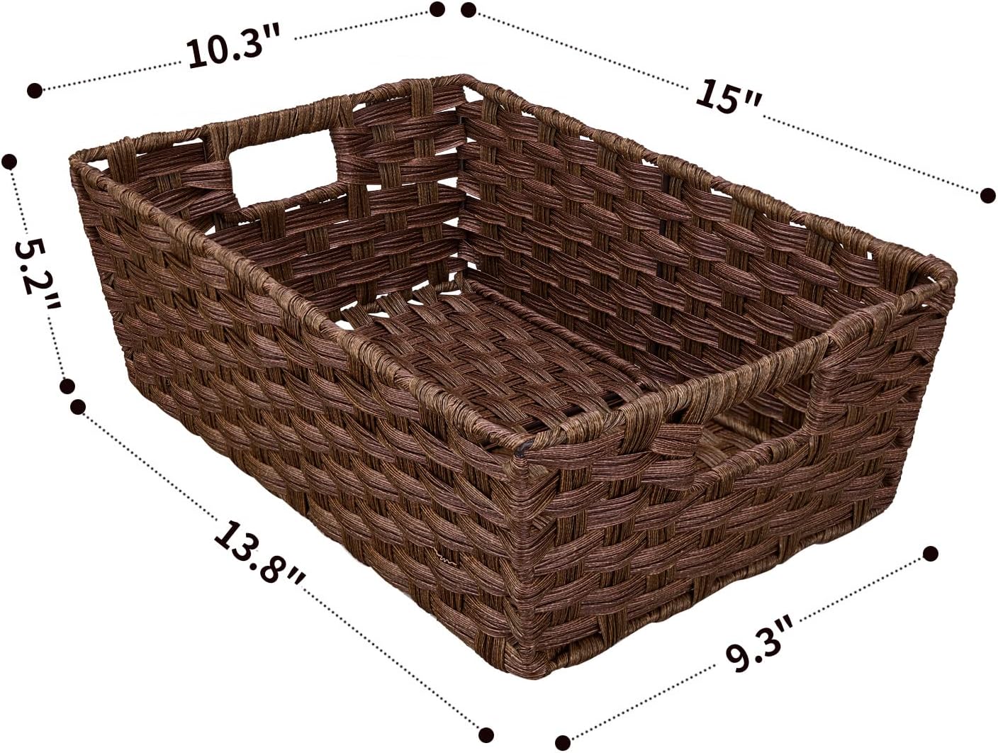 Large Wicker Storage Basket Set of 2 Brown Waterproof