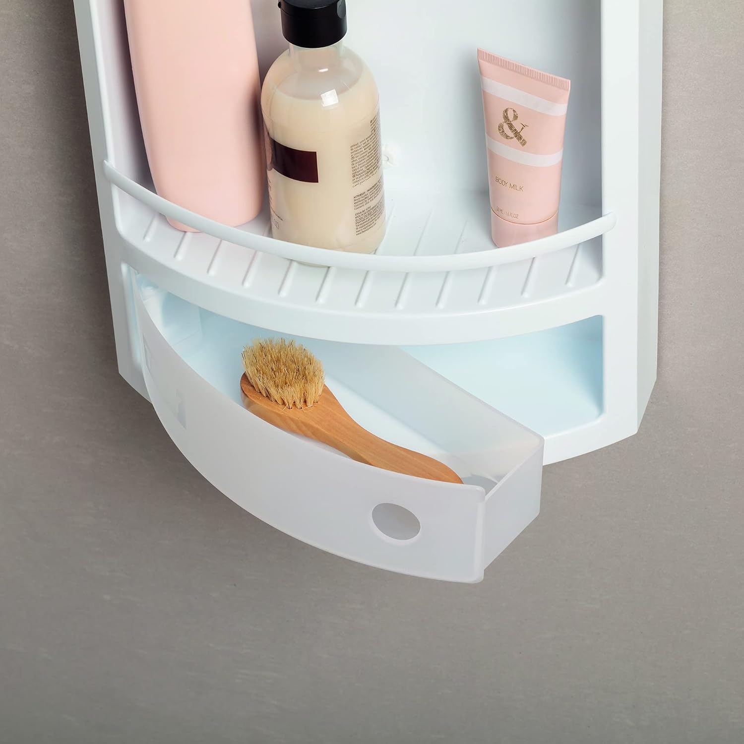 Corner Shelf with Drawer White One Size