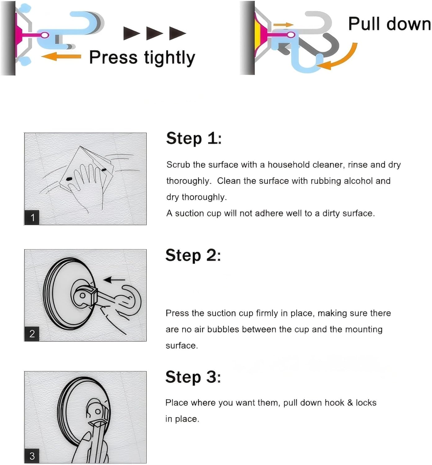 NL HOME 4-Pack White Suction Cup Hooks for Bath and Shower