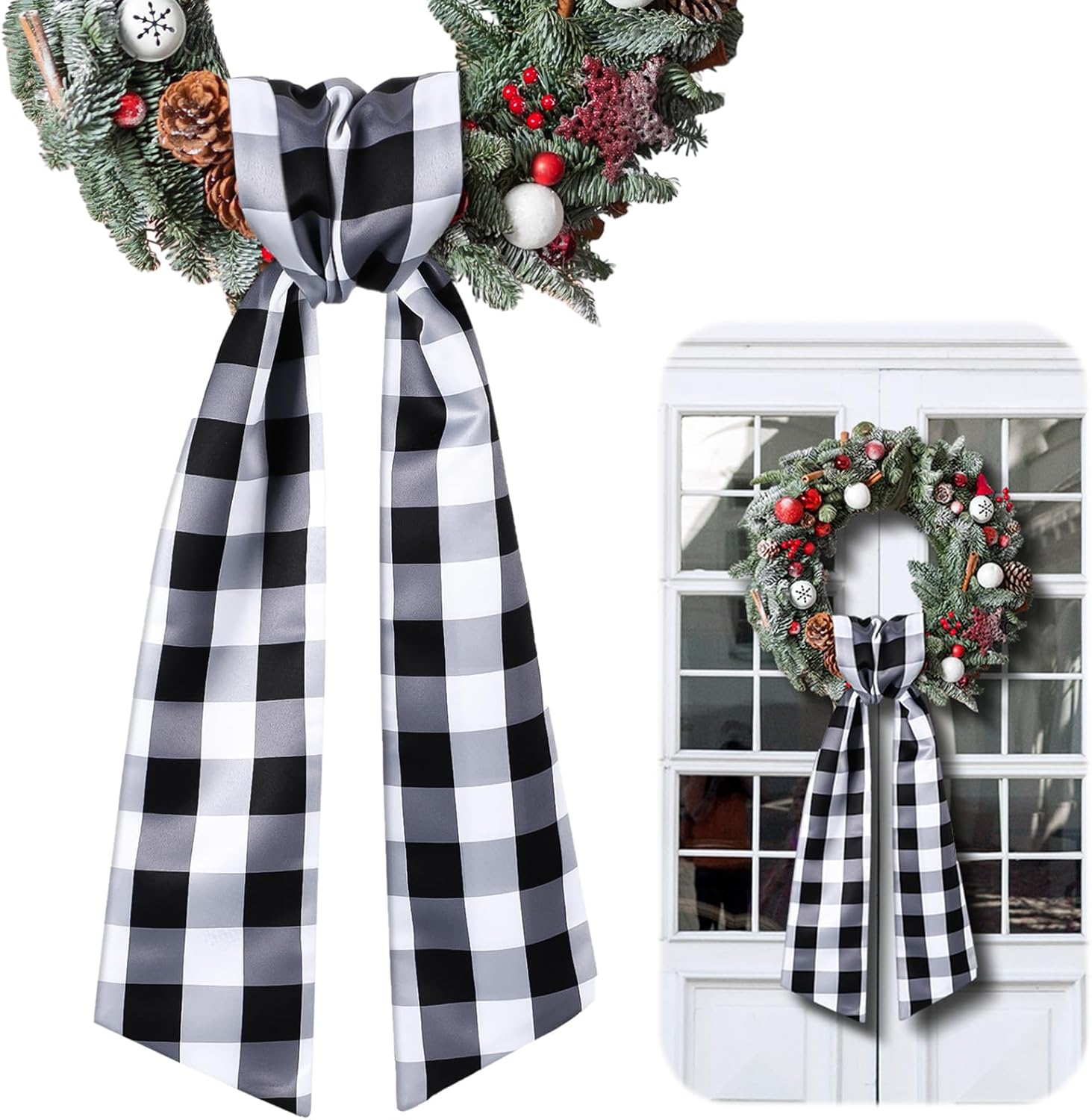 VitalCozy Wreath Sash for Front Door Satin Sash Holiday Decor