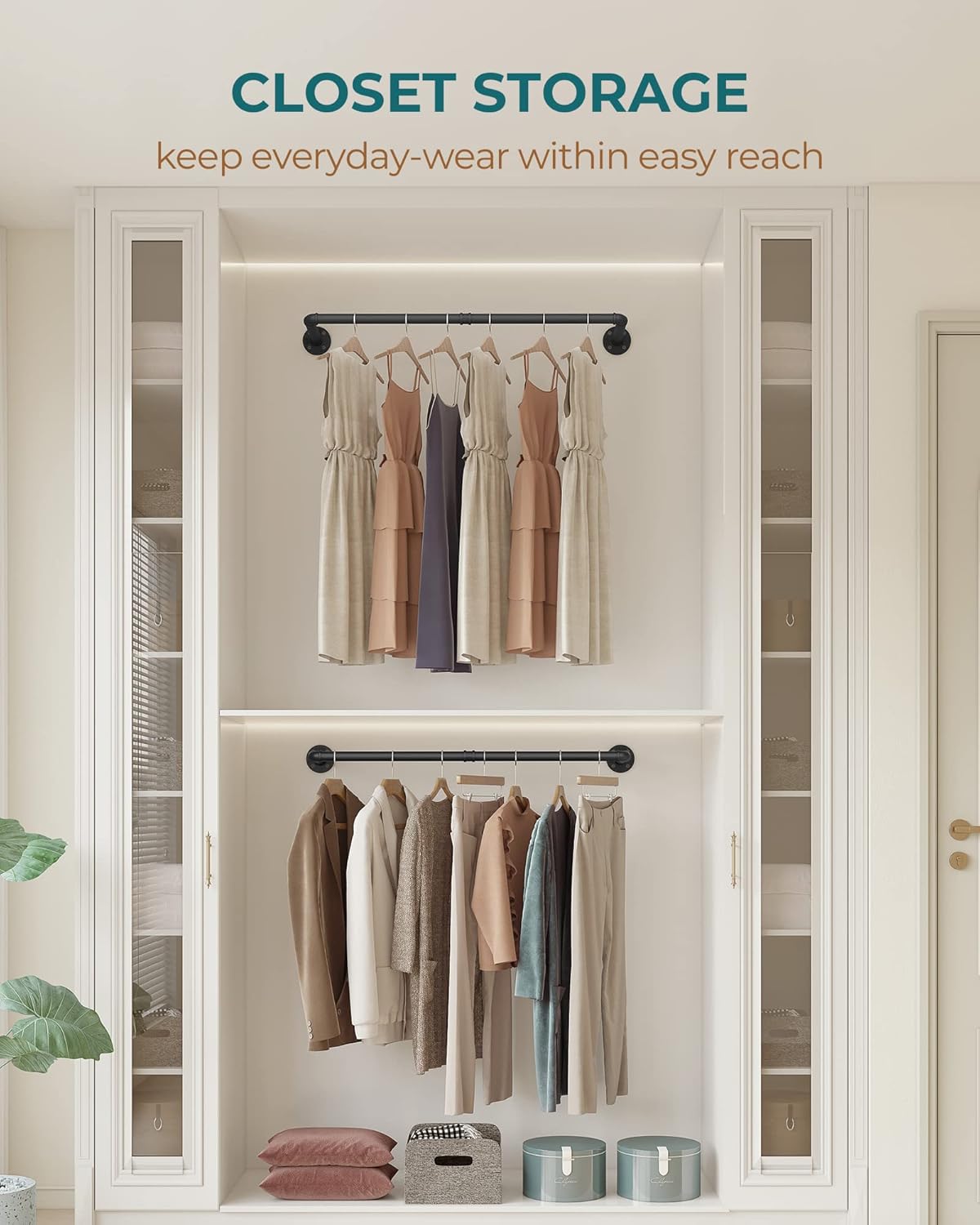 OROPY Industrial Pipe Clothes Rack Wall Mounted Set of 2