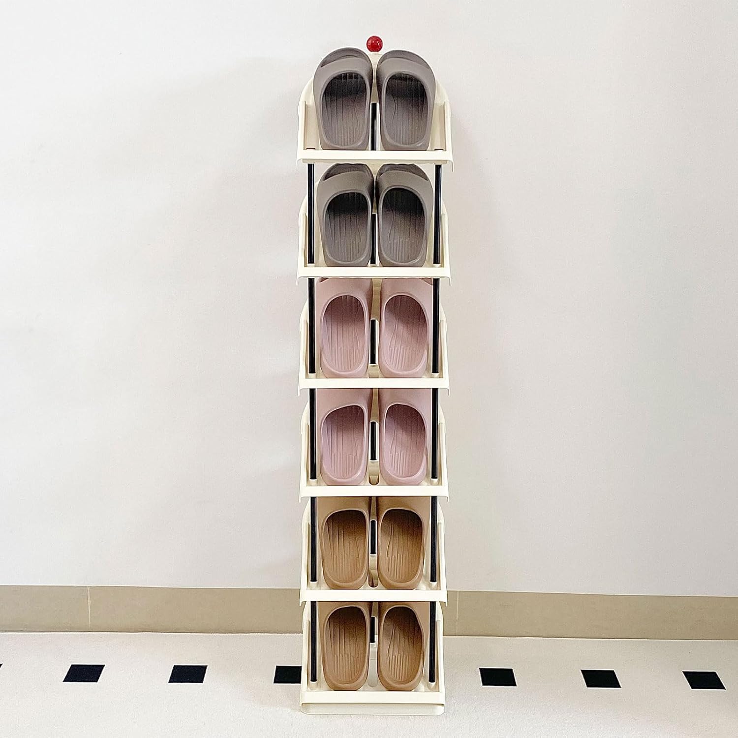 Narrow 6 Tier Plastic Shoe Rack for Home Entryway and Corner