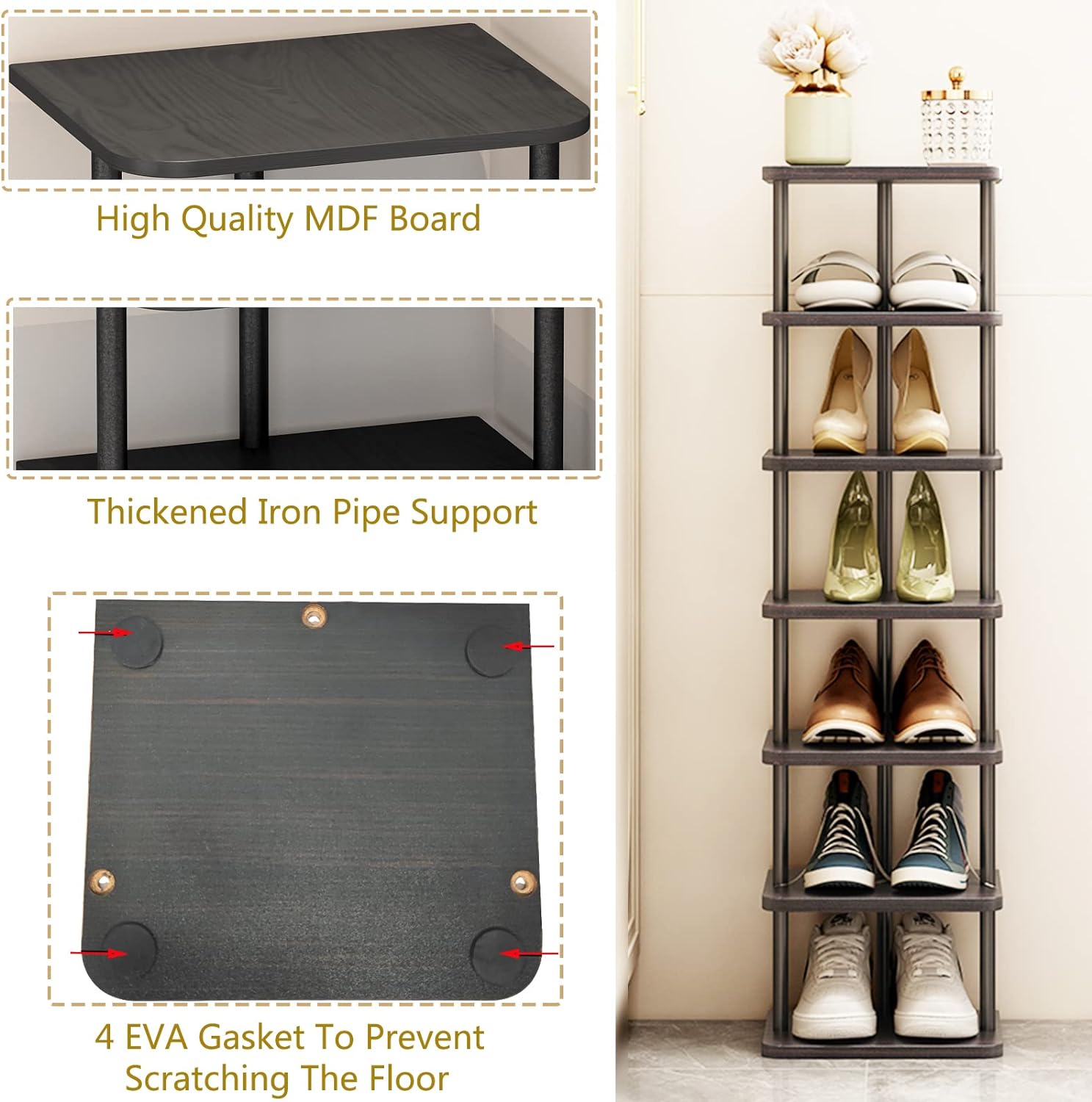 SORCEDAS 7 Tier Vertical Shoe Rack Organizer