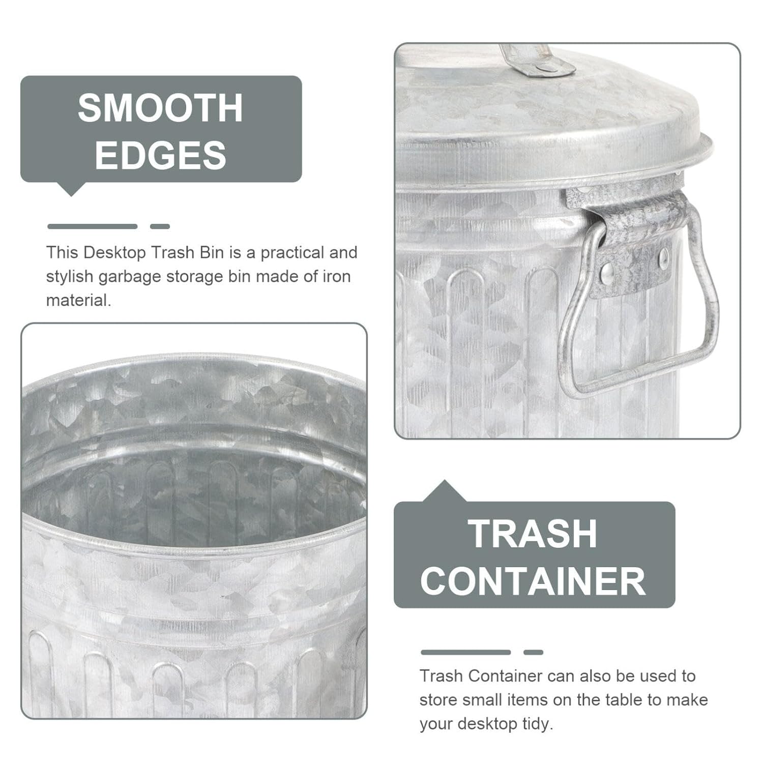 Cabilock Ash Bucket with Lid Galvanized Metal Canister