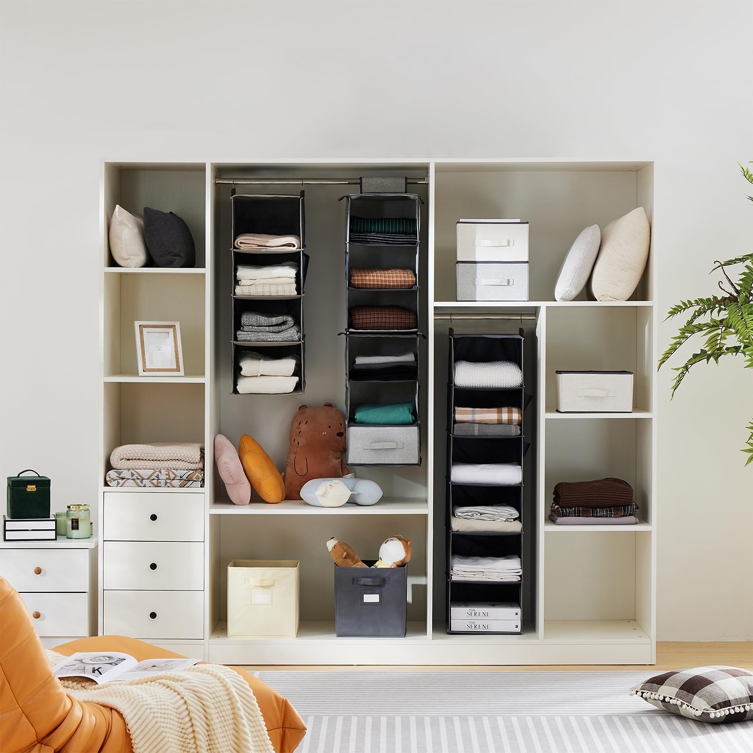 YOUDENOVA 4-Shelf Hanging Closet Organizer Grey