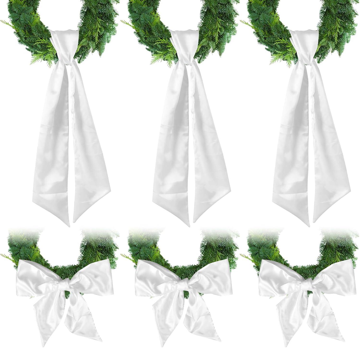 6Pcs White Wreath Sash for Front Door Decoration