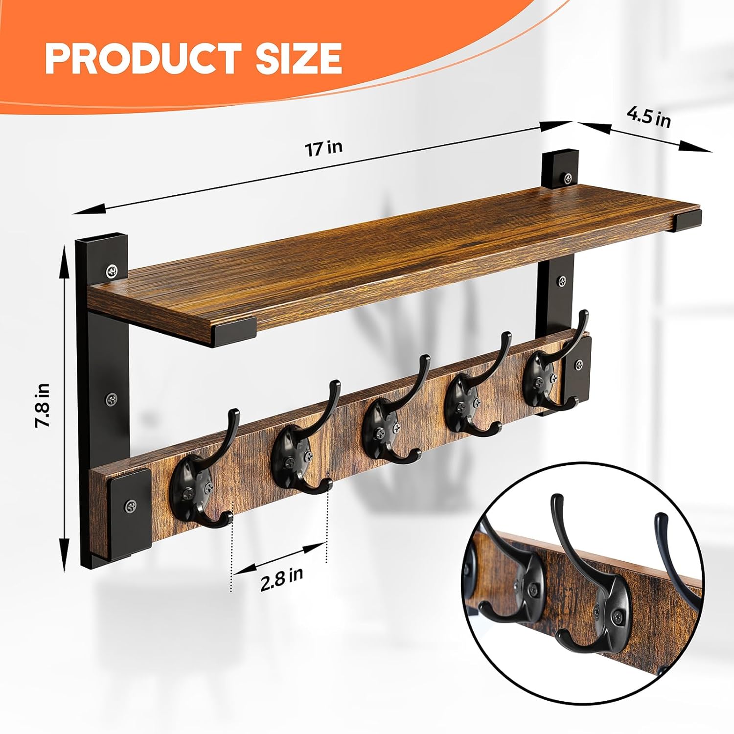 Oraich Wall Hooks with Shelf Coat Rack