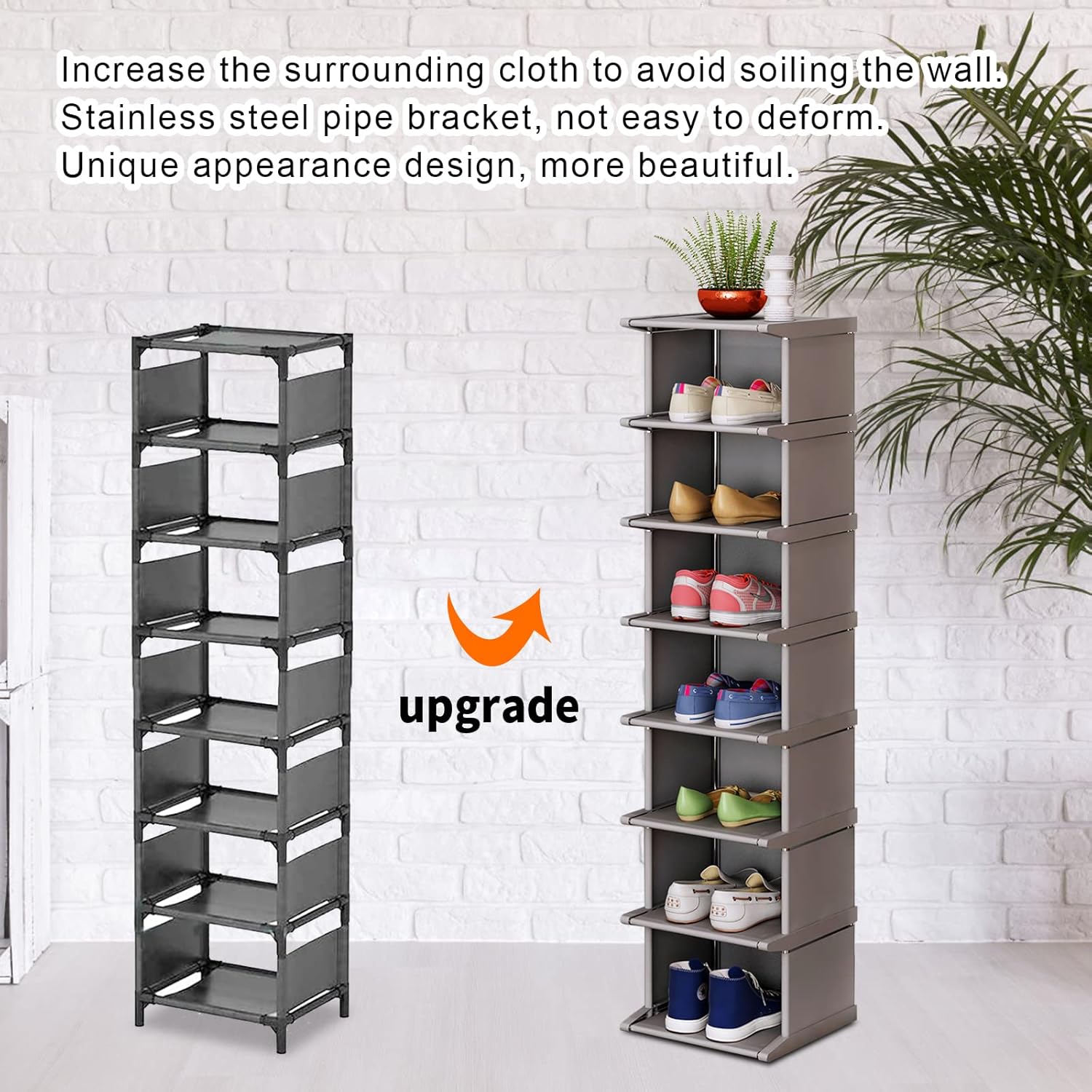 KANAV 8 Tiers Vertical Shoe Rack for Entryway Closet Hallway