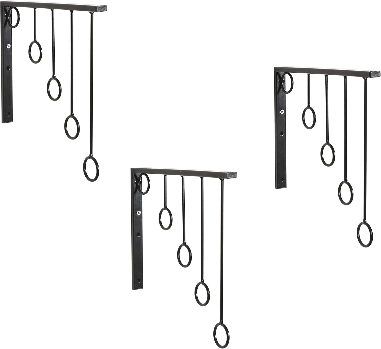 MyGift 3 Pack Wall Mounted Black Metal Garment Racks