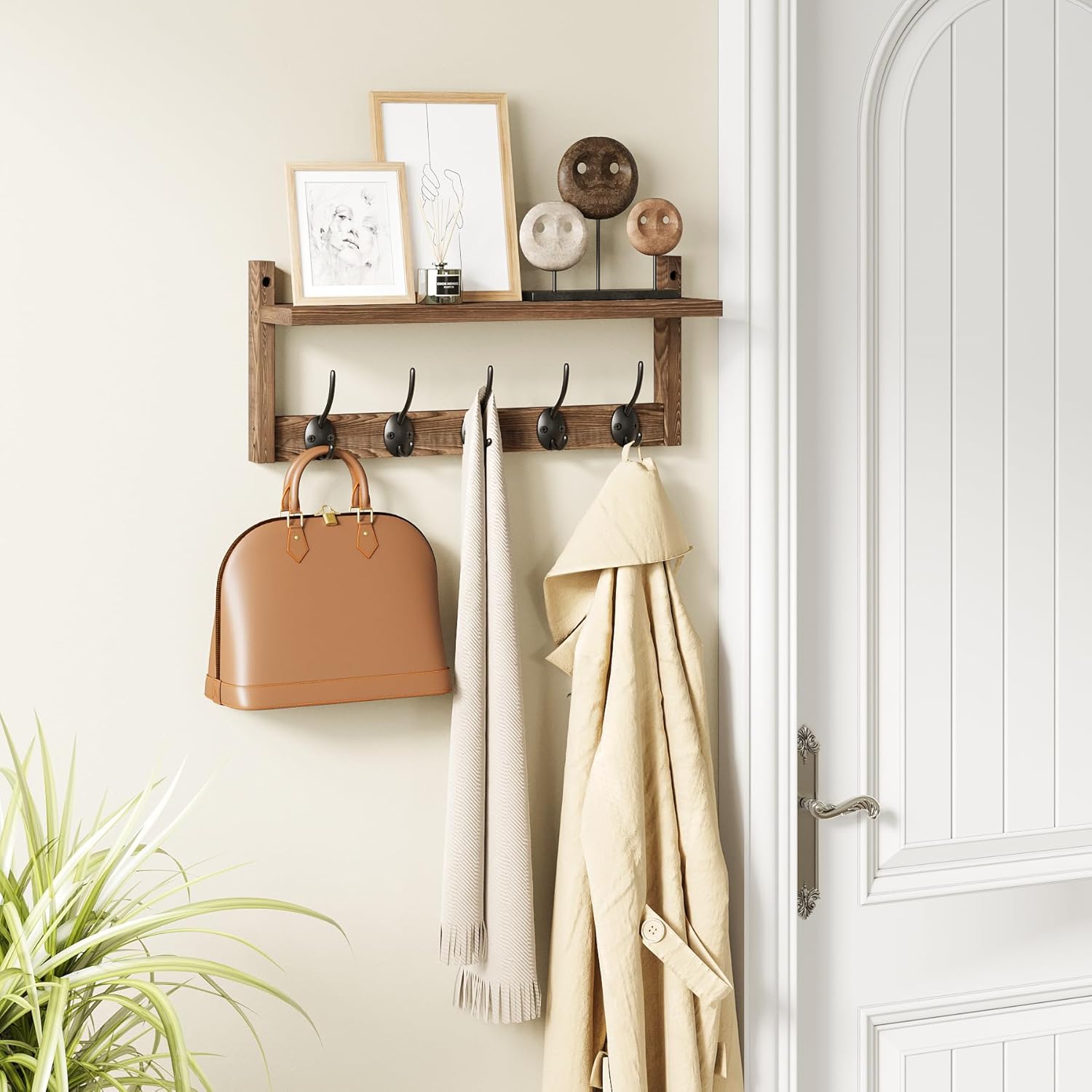 AMBIRD Wall Hooks with Shelf Organizer