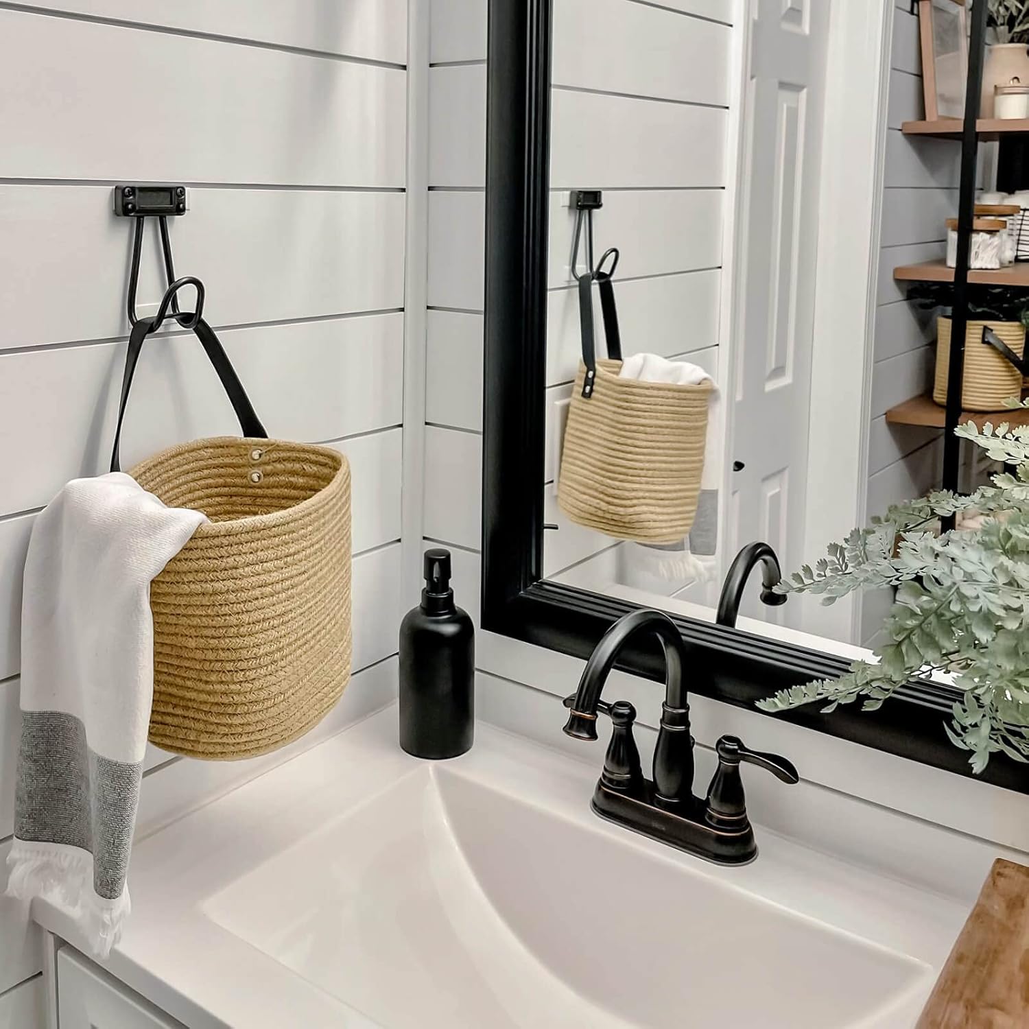 Goodpick 2 Pack Jute Hanging Basket - Small Woven Wall Plant Decor Set