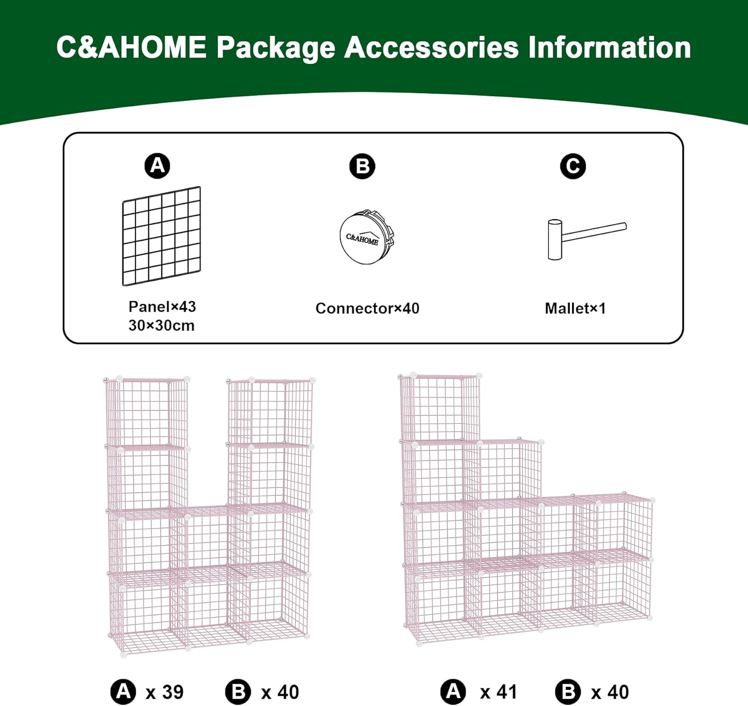 CAHOME Wire Cube Storage 12 Units Pink