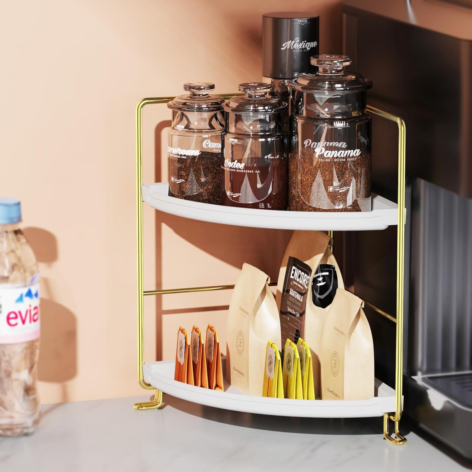 2-Tier Corner Storage Organizer with Shelves
