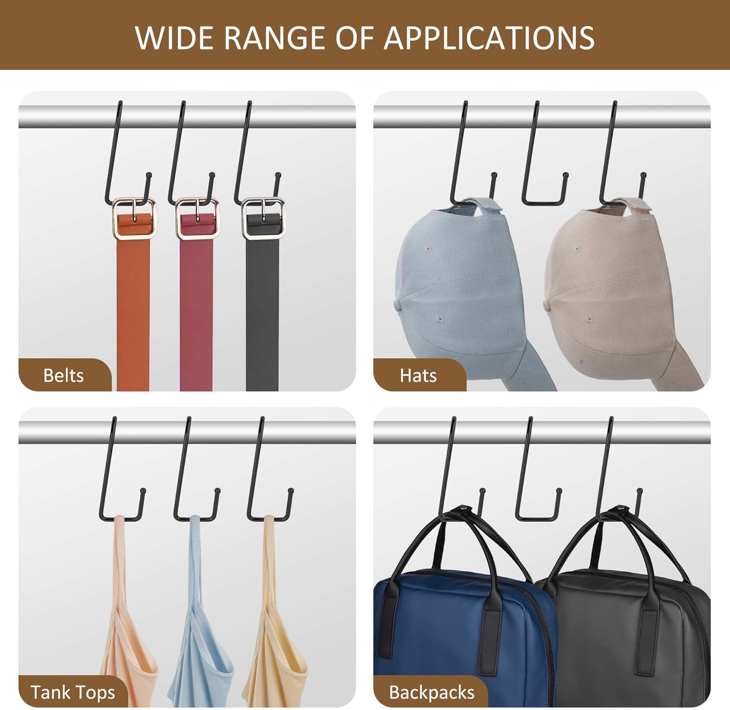 ZEDODIER 15 Pack Purse Hanger Hooks Black
