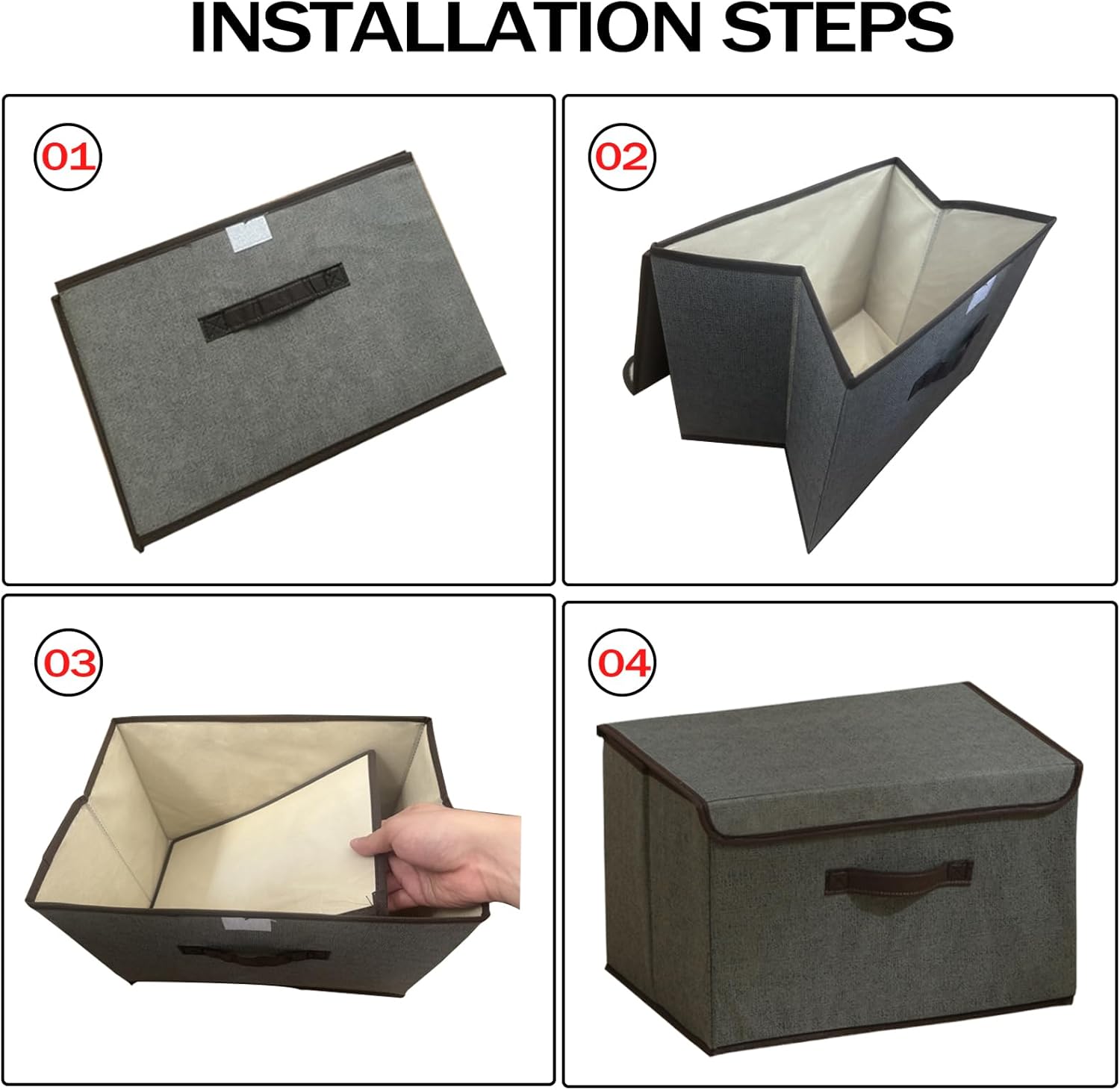 4Pack Large Storage Bins with Lid Grey