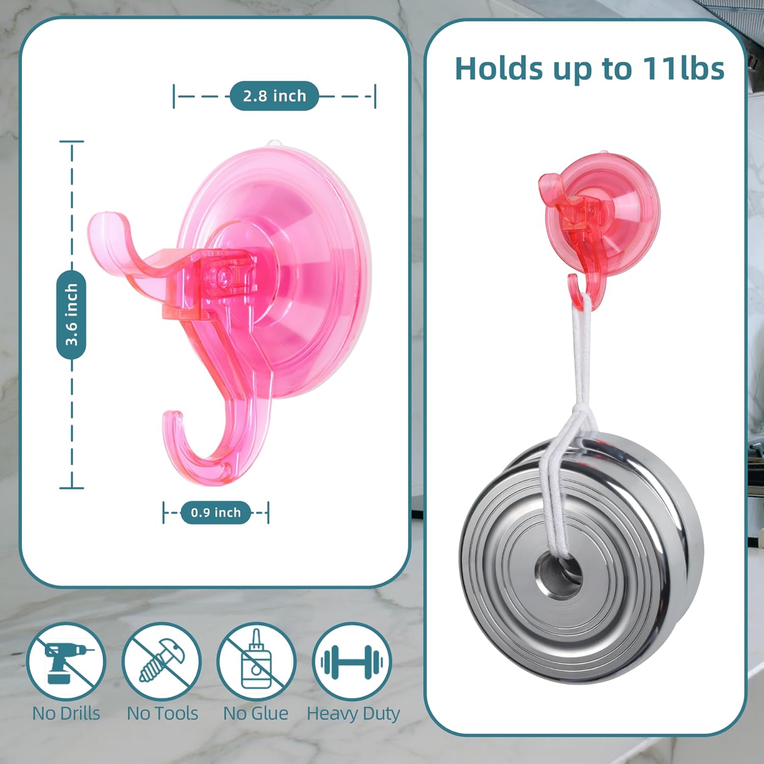 Antimbee Suction Hooks 5 Pack Clear Hanger Transparent Pink
