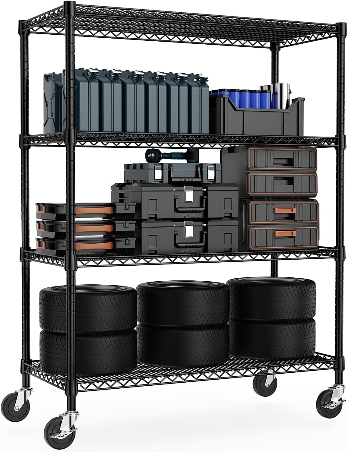 Heavy Duty 4 Tier Metal Shelving Unit Black