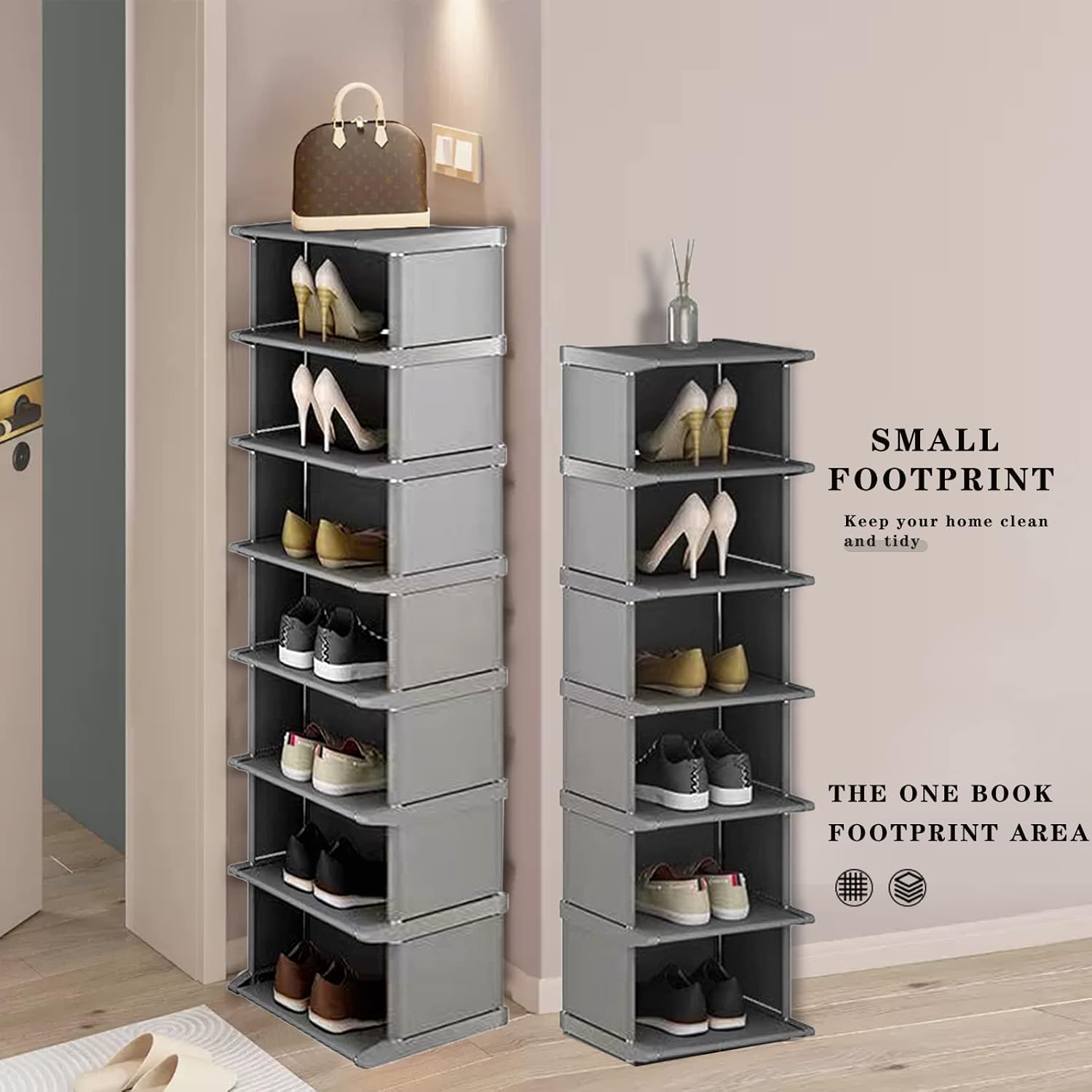 AFOORD Narrow 8 Tier Shoe Rack Tower Organizer