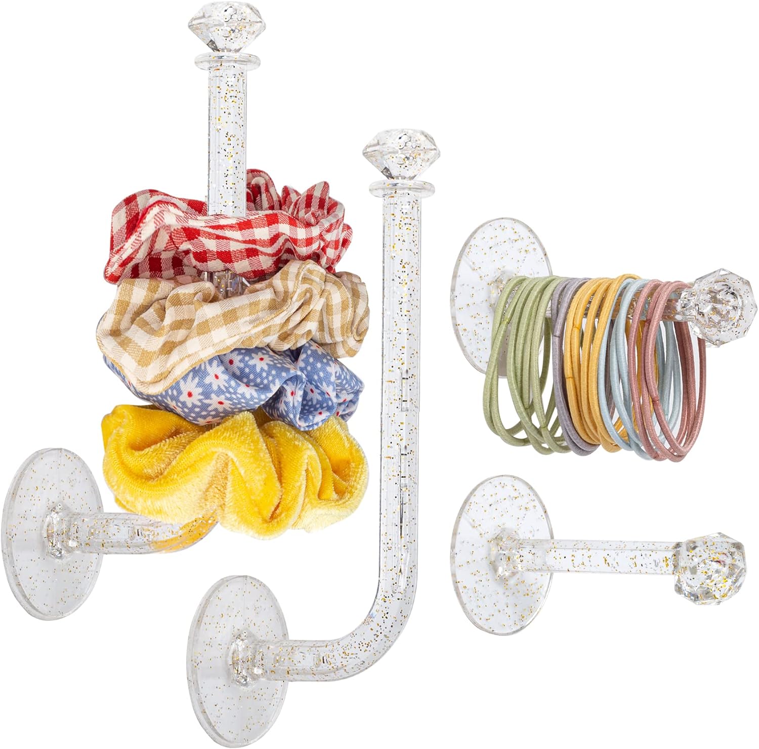 4pcs Clear Glitter Scrunchie Holder Organizer for Hair Accessories