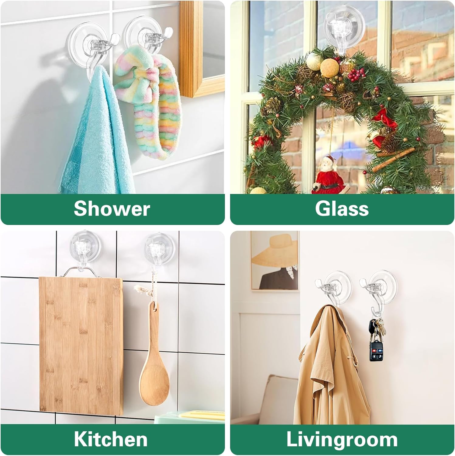 Goabroa 3 Pack Heavy Duty Suction Cup Hooks for Shower and Glass
