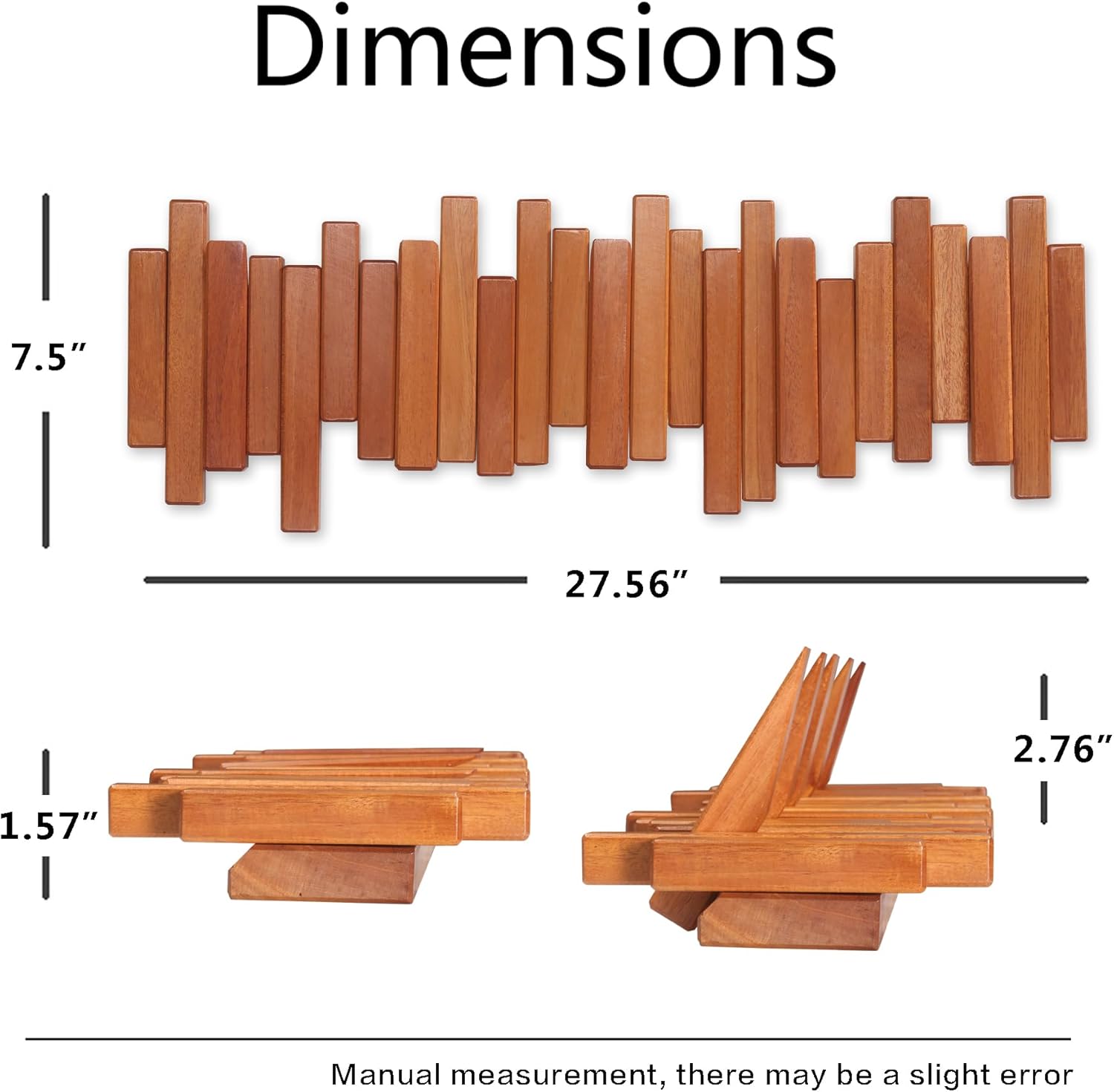 Wooden Coat Rack with 7 Flip-Down Hooks for Coats Hats and Bags