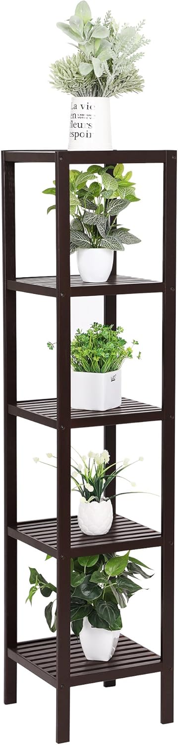 SONGMICS 5-Tier Bamboo Shelf Unit - 13x13x575 Inches