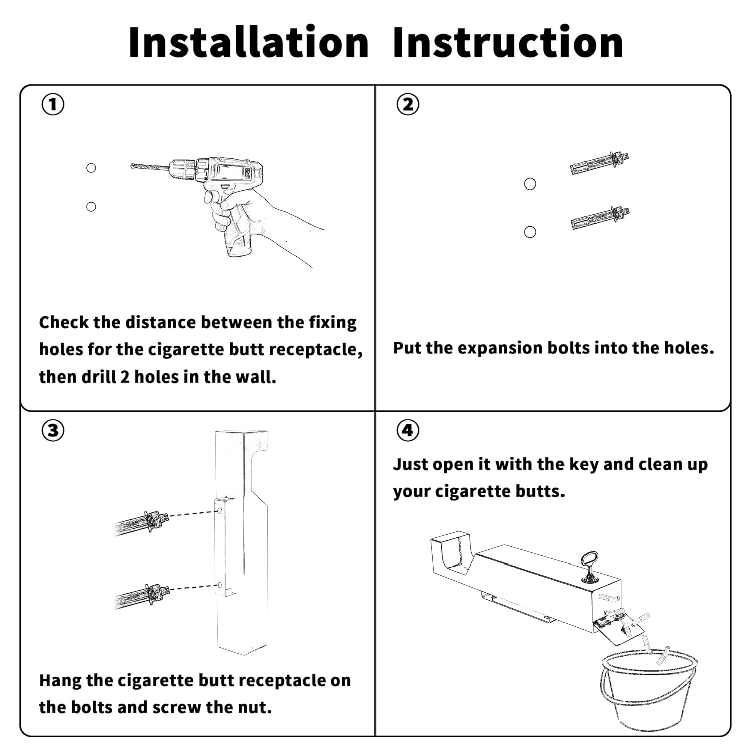 AIWFL Large Capacity Wall Mounted Trash Can Stainless Steel Outdoor Rainproof 19 Inch