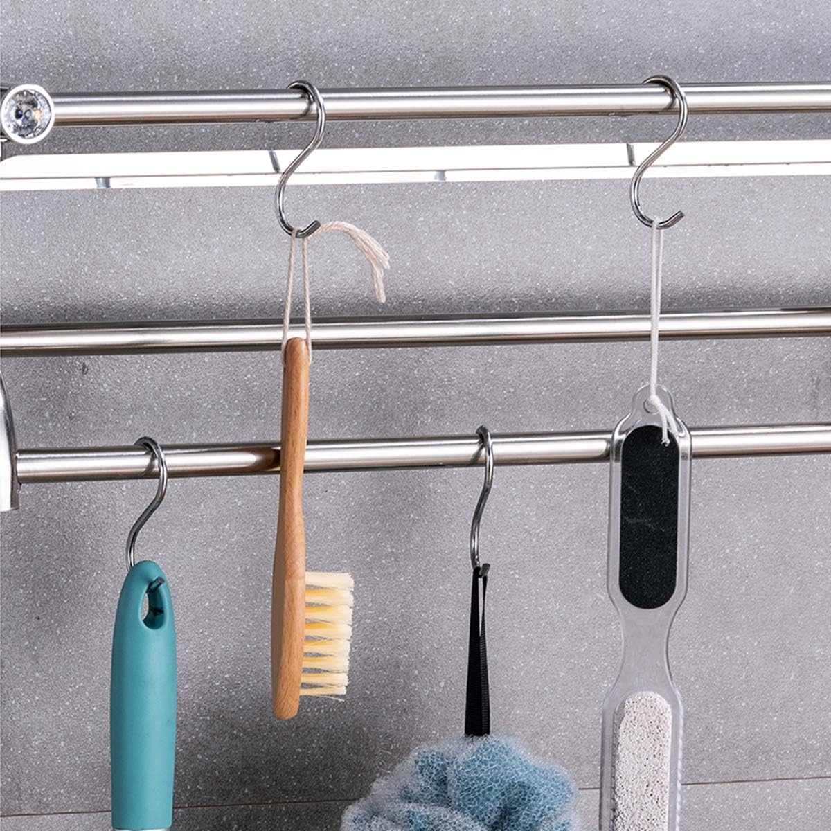 40 Pack S Hooks - Heavy Duty Stainless Steel Hooks for Kitchen Bathroom Closet Workshop Use