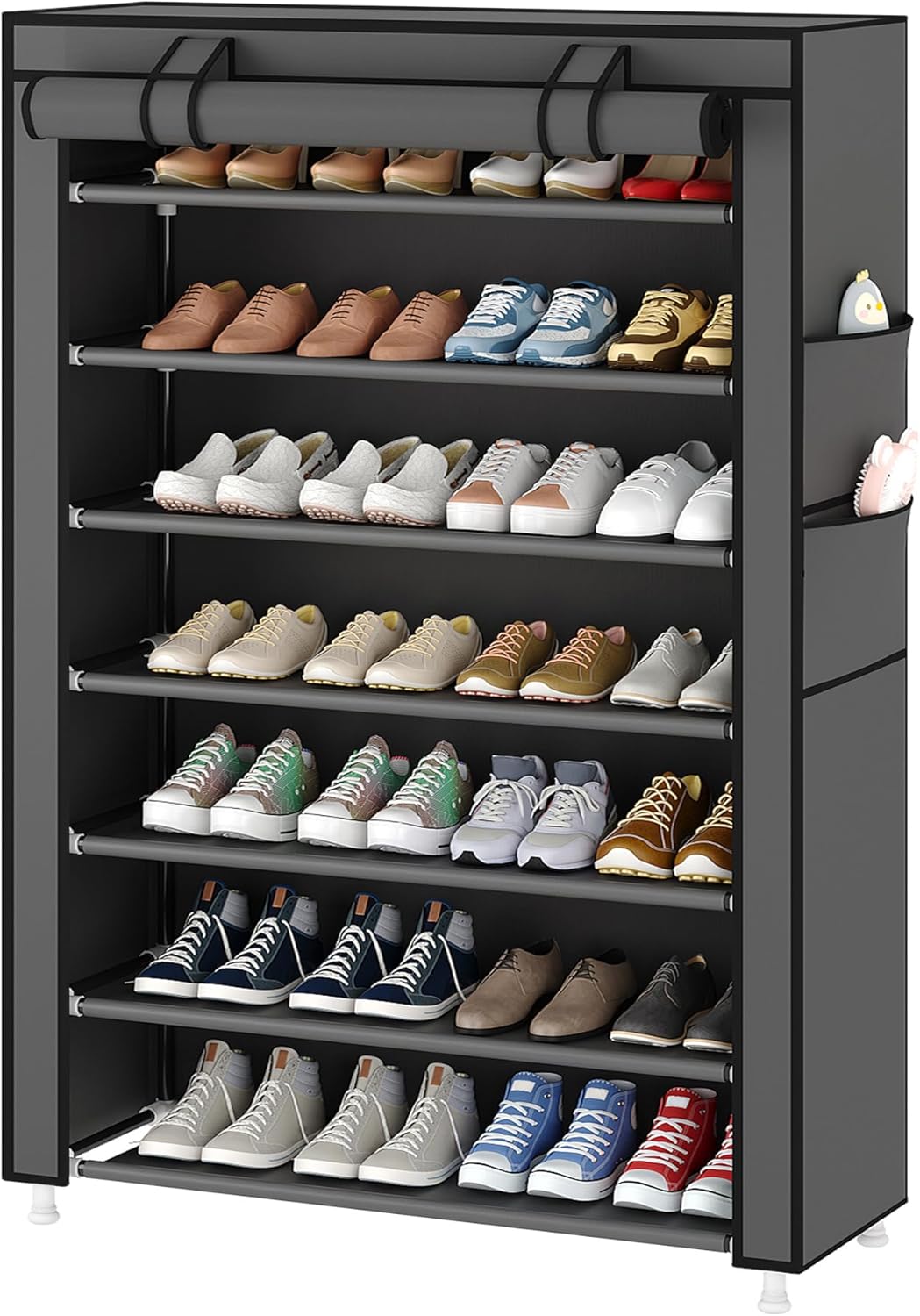 Laiensia 7-Tier Vertical Shoe Rack Organizer Grey