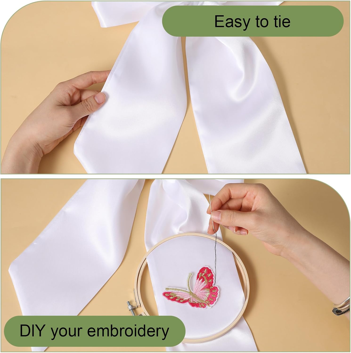 White Wreath Sash for Front Door Decor DIY Monogram Ribbon 47 x 56 Inches