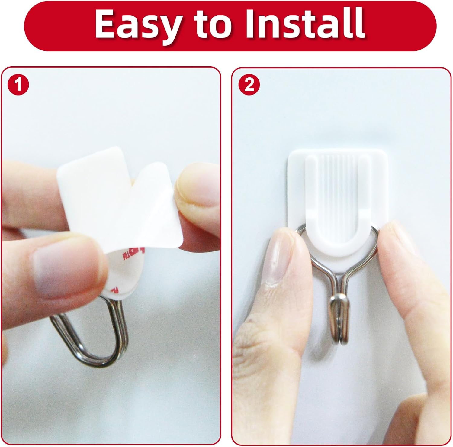 25 Heavy Duty Wire Hooks with Adhesive Strips Damage Free Removable for Keys Towels Hats and Coats