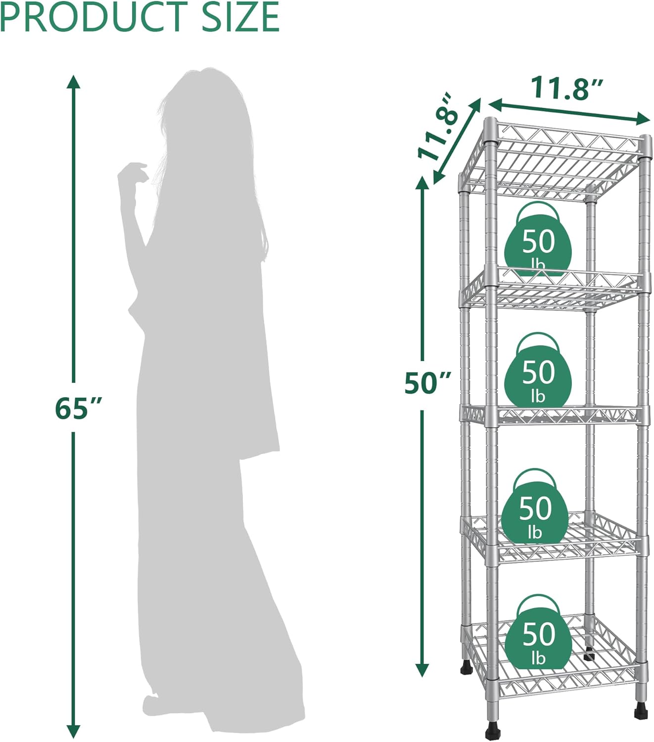 GIOTORENT 5 Tier Standing Metal Shelving Unit