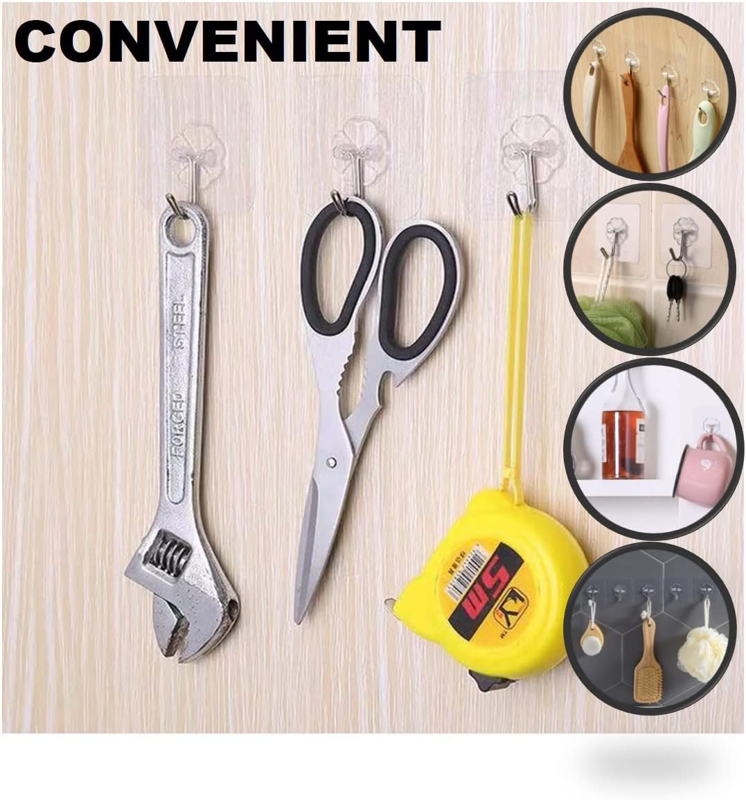 40pcs Heavy Duty Adhesive Hooks for Damage-Free Hanging