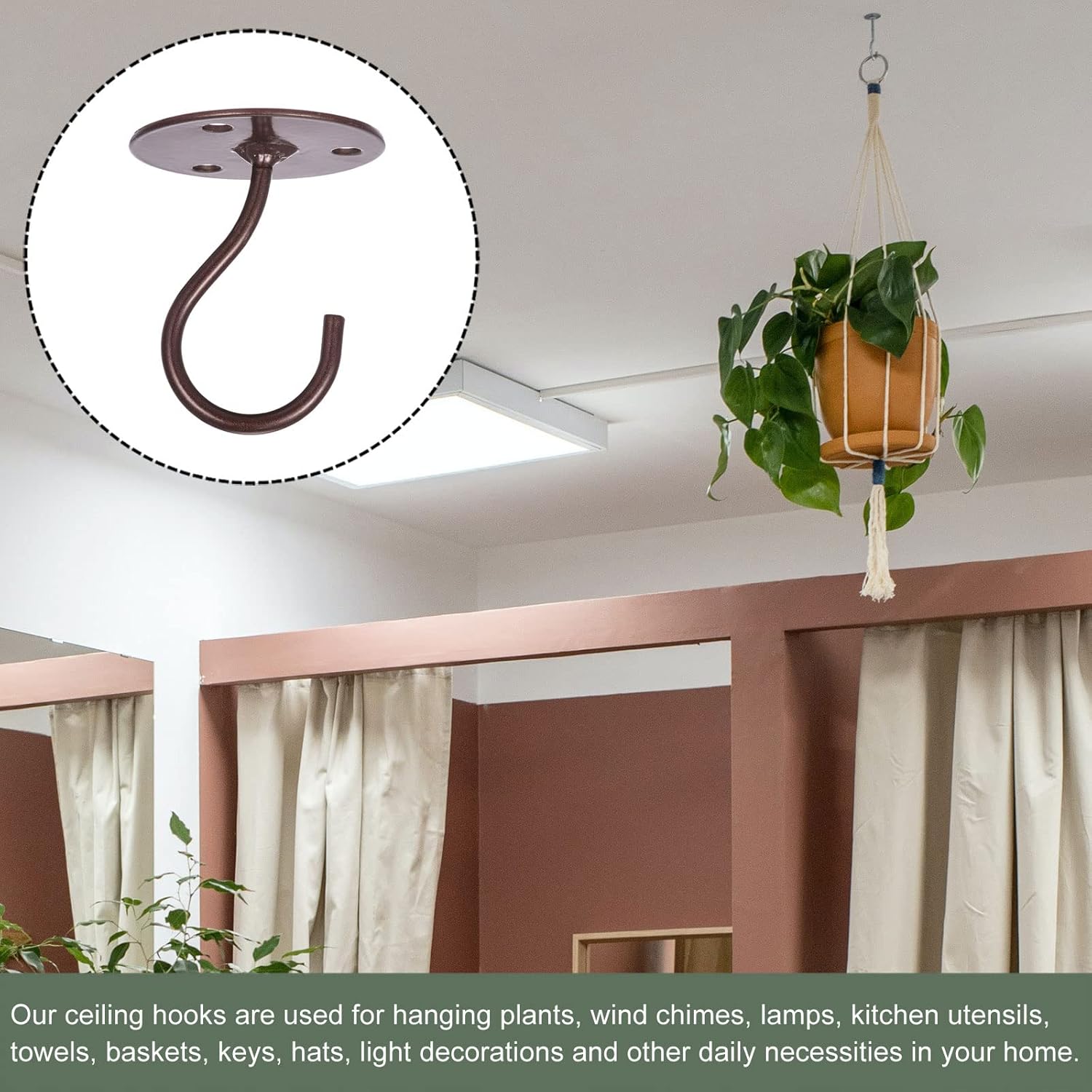 YOKIVE 2 Pcs Heavy Duty Ceiling Hook with Round Plate for Plants and Decorations