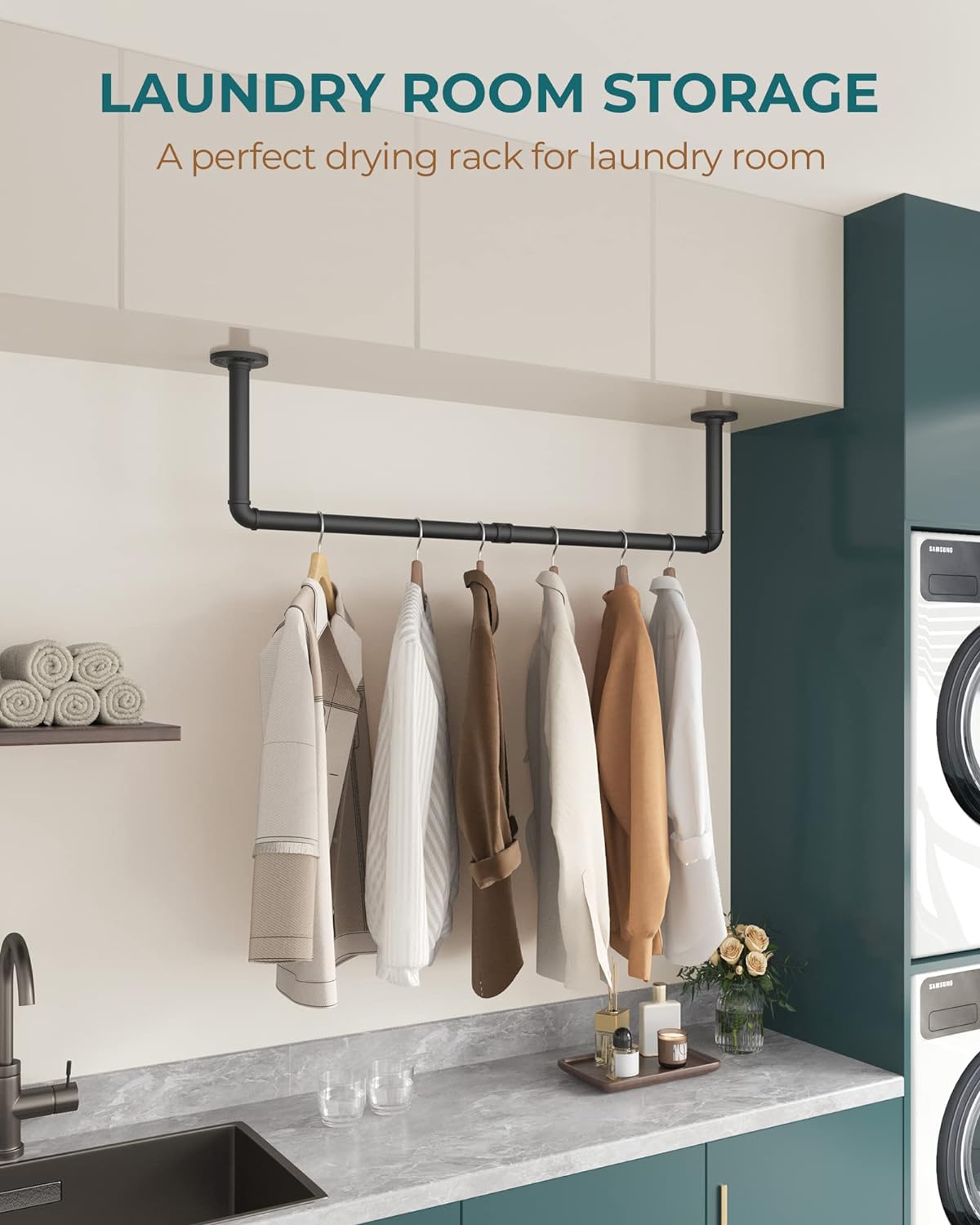 OROPY Industrial Pipe Clothes Rack Wall Mounted Set of 2